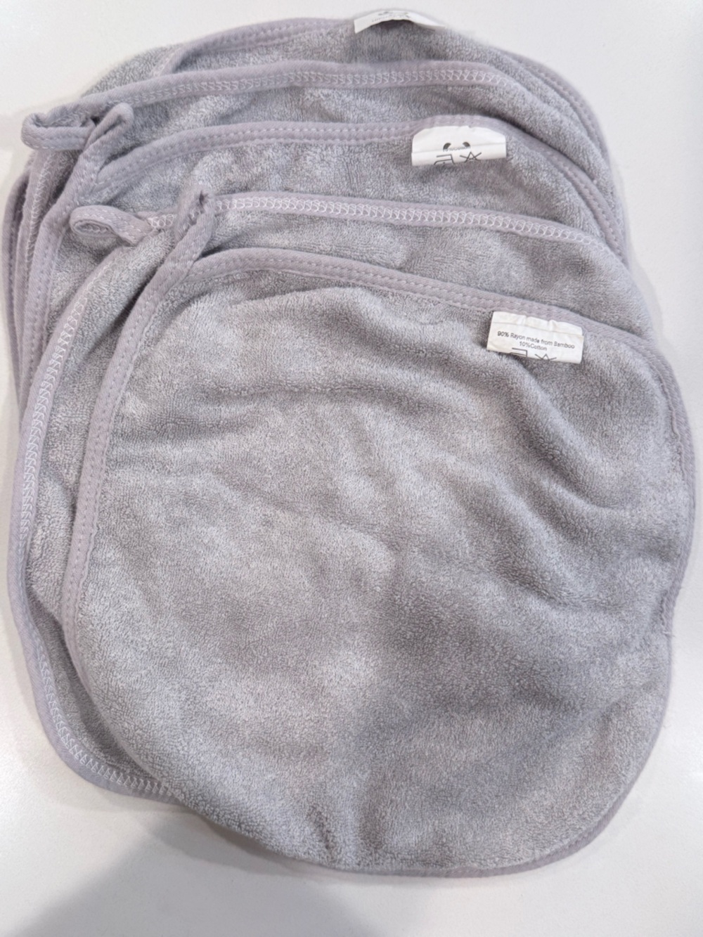 Set of five large baby washcloths- Gray